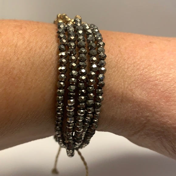 Gold & Hematite Crystal Multi-Strand Adjustable Bracelet NEW - Picture 3 of 5